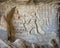 Sculpture and verse representing Joseph and Potiphar inside Saint Simon the Tanner`s Hall in the Mokattam Mountains, Cairo region.