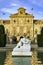 Sculpture of woman in the pool in front of Parliament of Catalonia, park Ciutadella, Barcelona.