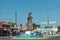 Sculpture of a woman on a traffic island in xpujil, campeche, me