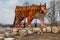 Sculpture of a wooden tiger