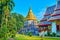 The sculptured Elephant Chedi in garden of Wat Chiang Man temple, Chiang Mai, Thailand