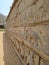 A sculptured wall in hajararama temple in Hampi Karnataka .