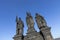 Sculptures Charles Bridge. Statues of three figures - Saint Norbert, St. Vaclav and St. Sigismund. Prague