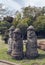 Sculptures of  Dol Hareubangs at Spirited garden on jeju