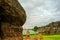 These sculptures facing east done on a huge rock on eastern side of the lake AGASTYATIRTHA at Badami, now a world heritage site, K