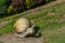 Sculptures in Jardins de Juberri in summer 2020 in the Pyrenees of Andorra