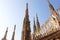 Sculptures and pinnacles at Duomo di Milano, Italy