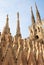 Sculptures and pinnacles at Milan Cathedral, Italy