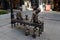 Sculptures of resting children with pets on the street of the coastal city of Marmaris. Turkey