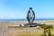 Scuplture dedicated to love on beach along the Black Sea in Batumi, Adjara, Georgia.