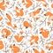 Scurry of Squirrels on the branches. Seamless autumn pattern for gift wrapping, wallpaper, childrens room or clothing