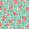Scurry of Squirrels on the branches. Seamless summer pattern for gift wrapping, wallpaper, childrens room or clothing