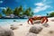 Scuttling Crab on tropical beach. Generate Ai