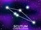 Scutum constellation. Starry night sky. Cluster of stars and galaxies. Deep space. Vector