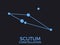 Scutum constellation. Stars in the night sky. Cluster of stars and galaxies. Constellation of blue on a black background. Vector