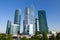 Scyscrapers of Moscow city under blue sky