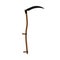 Scythe black gardening harvest tool flat icon vector. Field sharp work cutter