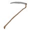 Scythe icon. Vector illustration of a scythe for mowing. Hand drawn scythe