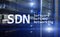 SDN, Software defined networking concept on modern server room background