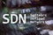 SDN, Software defined networking concept on modern server room background