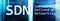 SDN, Software defined networking concept on modern server room background