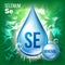 Se Selenium Vector. Mineral Blue Drop Icon. Vitamin Liquid Droplet Icon. Substance For Beauty, Cosmetic, Heath Promo Ads