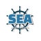 Sea adventures icon. Steering wheel ship on a white background. Logo for travel company