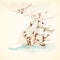 Sea adventures vintage sailboat poster
