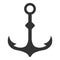 Sea anchor black icon, nautical sailing symbol
