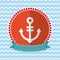 Sea anchor vintage card design Red and blue. Vector