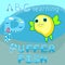 Sea animal alphabet Letter P Kids learning Funny puff fish vector Blowfish cartoon character Ocean animal Round shape fish Sea lif