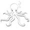 Sea animal, octopus. Inhabitant of the depths of the ocean. Object on white background. Coloring book