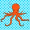 Sea animal, octopus. Inhabitant of the depths of the ocean. Pop art raster. The imitation of comic style.