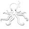 Sea animal, octopus. Inhabitant of the depths of the ocean. Raster, object on white background. Coloring book