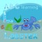 Sea animals alphabet letter vector L letter Blue lobster vector Funny cartoon character Happy crayfish Ocean fauna, Crawfish Great