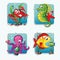 Sea animals. Crab, seahorse, starfish, octopus, fishes