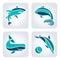 Sea animals mosaic icons