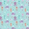 Sea animals seamless pattern fish corals starfish shells jellyfish aquarium colorful vector illustration.