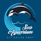 Sea Aquarium Emblem with Jumping Killer Whale