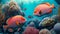 Sea background with tropical fish