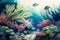 Sea background with tropical fish