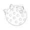 Sea ball fish. Children linear drawing for coloring. Vector on white