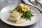 Sea bass fillet with parsnip crisps