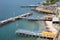 Sea and bathing huts at San Francesco Sorrento Italy