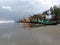 Sea beach with boats and cloud in the sky