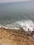 Sea beach in gujarat, sea beach, beach in gujarat, gujarat beach, sea tides, sea hitting rocks