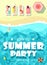 Sea beach with happy people. Summer party vector poster