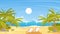 Sea beach island landscape, tropical paradise seashore scenery with coconut palm trees