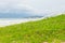 Sea beach landscape with beautiful promenade white fence