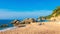 Sea beach landscape in Costa Brava. Cala de Boadella platja in Lloret de mar